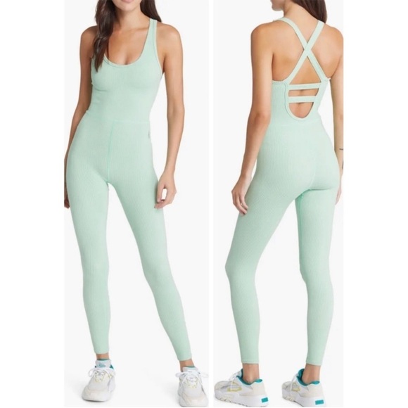 Free People FP Movement Free Throw Jumpsuit Onesie Sage Brush Green Size Medium - Picture 5 of 16